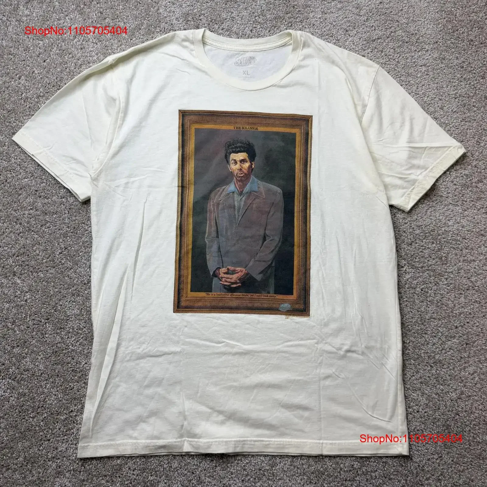 Seinfeld Kramer PortraiT T Shirt Mens XL White The TV Show long or short sleeves vintage Washed Stylish Comfortable Stretched