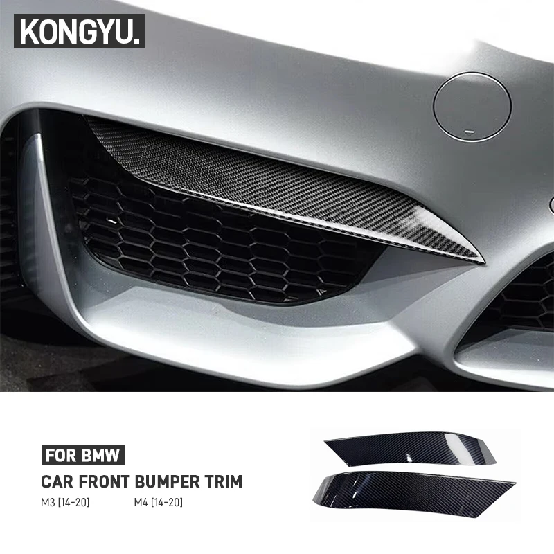 

For BMW F80 M3 F82 F83 M4 2014-2020 Real Carbon Fiber Car Front Bumper Lip Splitters Flap Cupwings Front Splitter Fog Lamp Trim