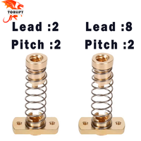 T8 Anti Backlash Spring Loaded Nut Elimination Gap Brass Nuts for Upgrade Ender 3 3s Pro V2 CR-10 Tornado 3D Printer 8mm and 2mm