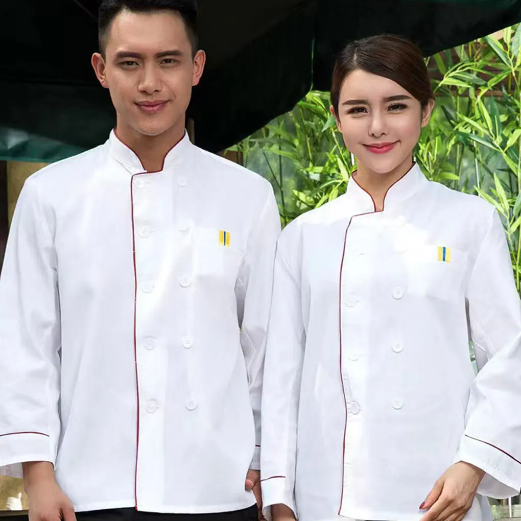 White Unisex Chef Coat Uniform Made With Polyester Comfortable To Wear Unisex Chef Jacket