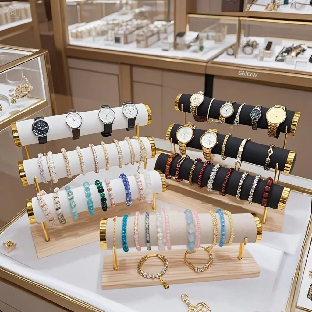 

Золотой трехслойный держатель для браслетов, можно использовать, браслеты и другие принадлежности для хранения и хранения ювелирных изделий.