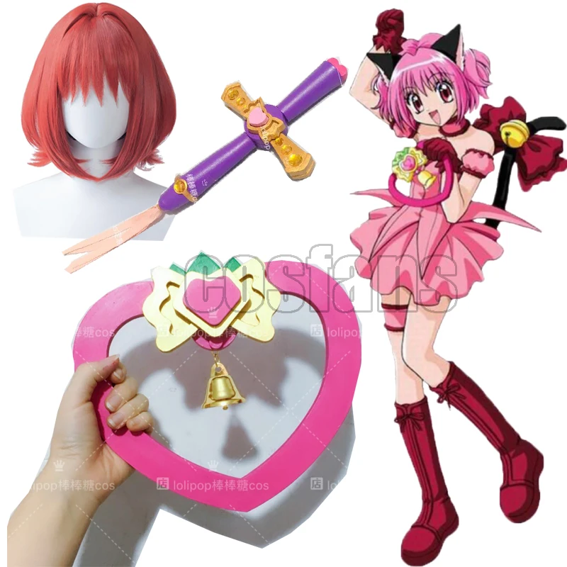 Anime Tokyo Mew Mew Momomiya Ichigo Strawberry Bell Circle Prop Cosplay Costume Cat Magical Girls JK Uniform Pink Dress Activity