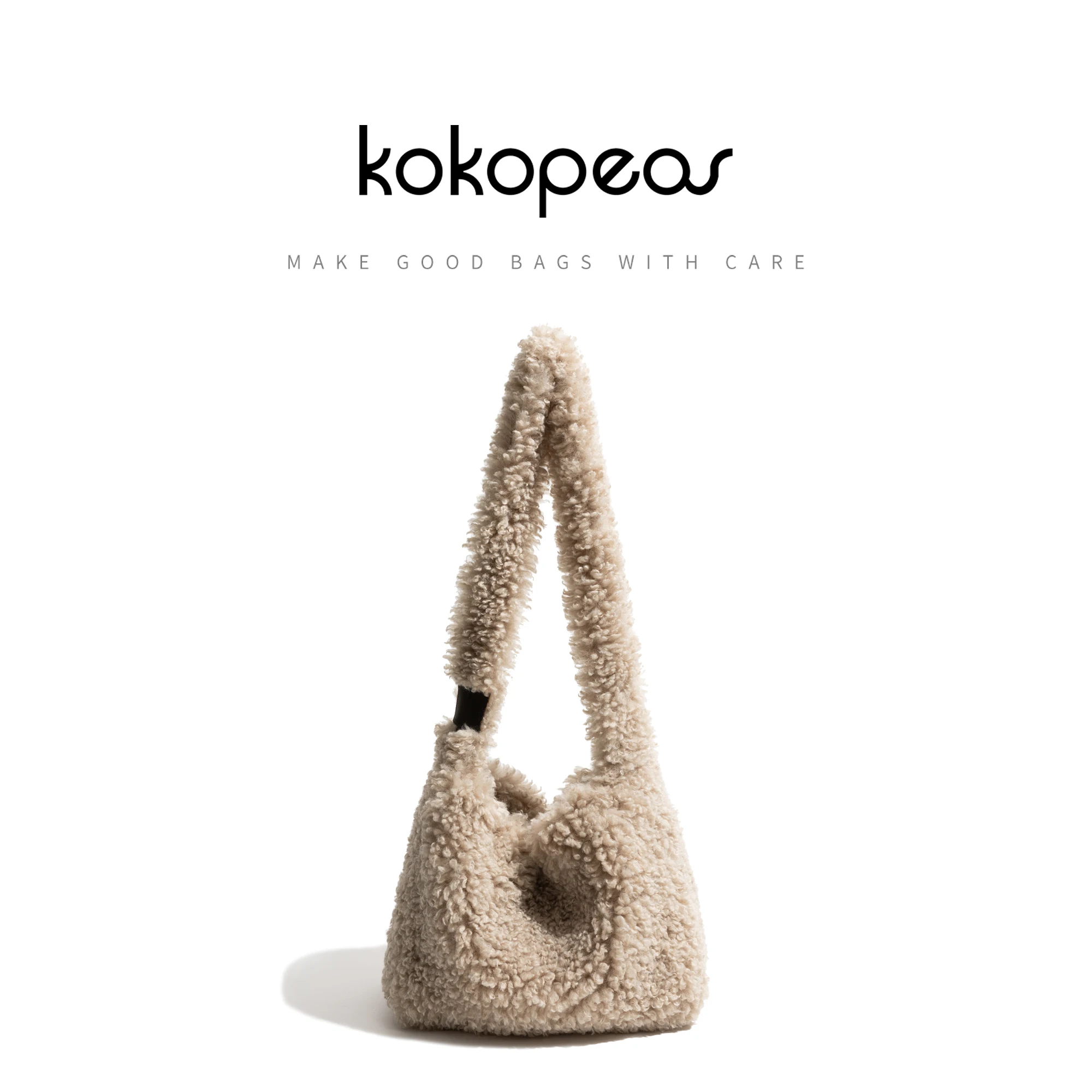 

KOKOPEAS Lamb Fabric Simple Plush Commuter Pouch Women's Fashion Casual Ladies Daily Phone Purse Ladies Shoulder Shopping Bag