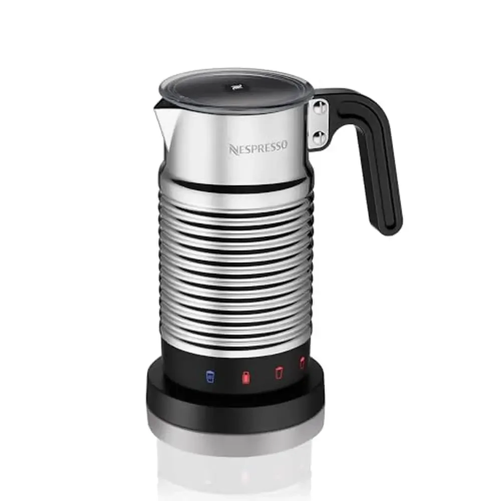 Automatic Espresso Machine with Milk Frother and Hot Cold Milk Frothing Stainless Steel Elegant Design Easy Cleanup Push Button