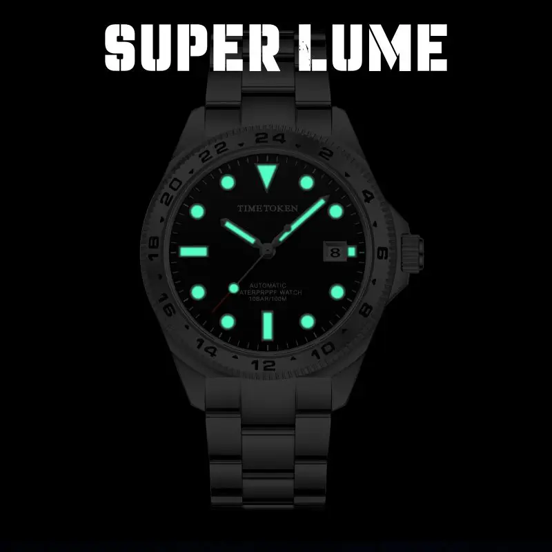 TIME TOKEN 2025 Men's 40mm Automatic Mechanical Watch Sapphire Crystal Stainless Steel Waterproof New