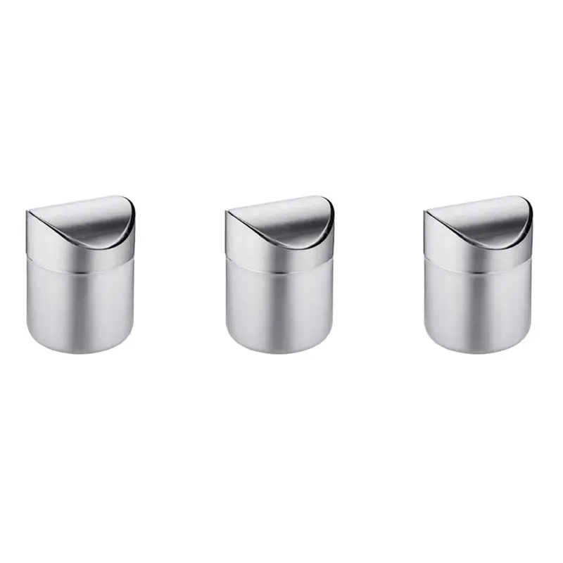 

3X Mini Trash Can For Desk With Lid Desktop Trash Can Small Tiny Countertop Trash Bin Can For Office Bathroom Kitchen-Tvdae