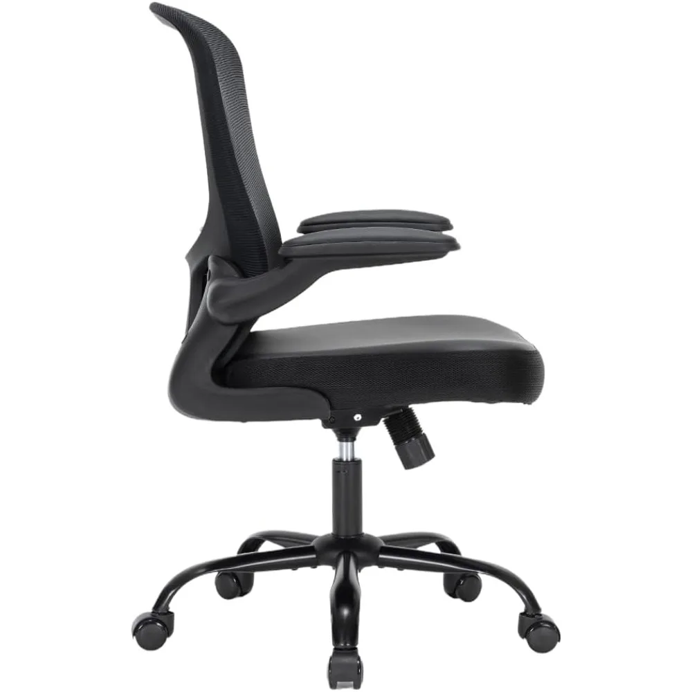 كرسي مكتب مريح من جلد البولي يوريثان مع دعم قطني، ارتفاع قابل للتعديل، دوارة دوارة للاستخدام المكتبي المريح