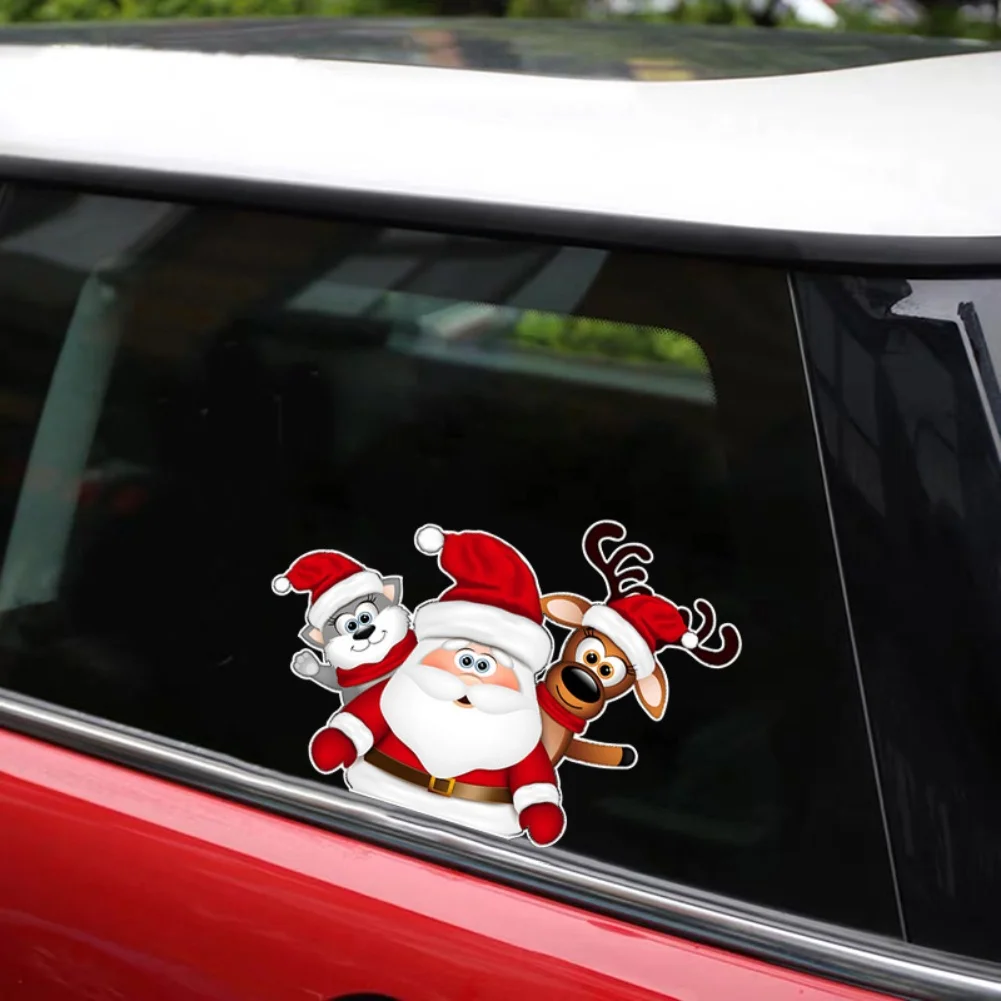 

Car Decoration \Stickers \Christmas Santa \Claus Reindeer Snowman Decoration Car Stickers Rear Windshield Decals Car Accessories