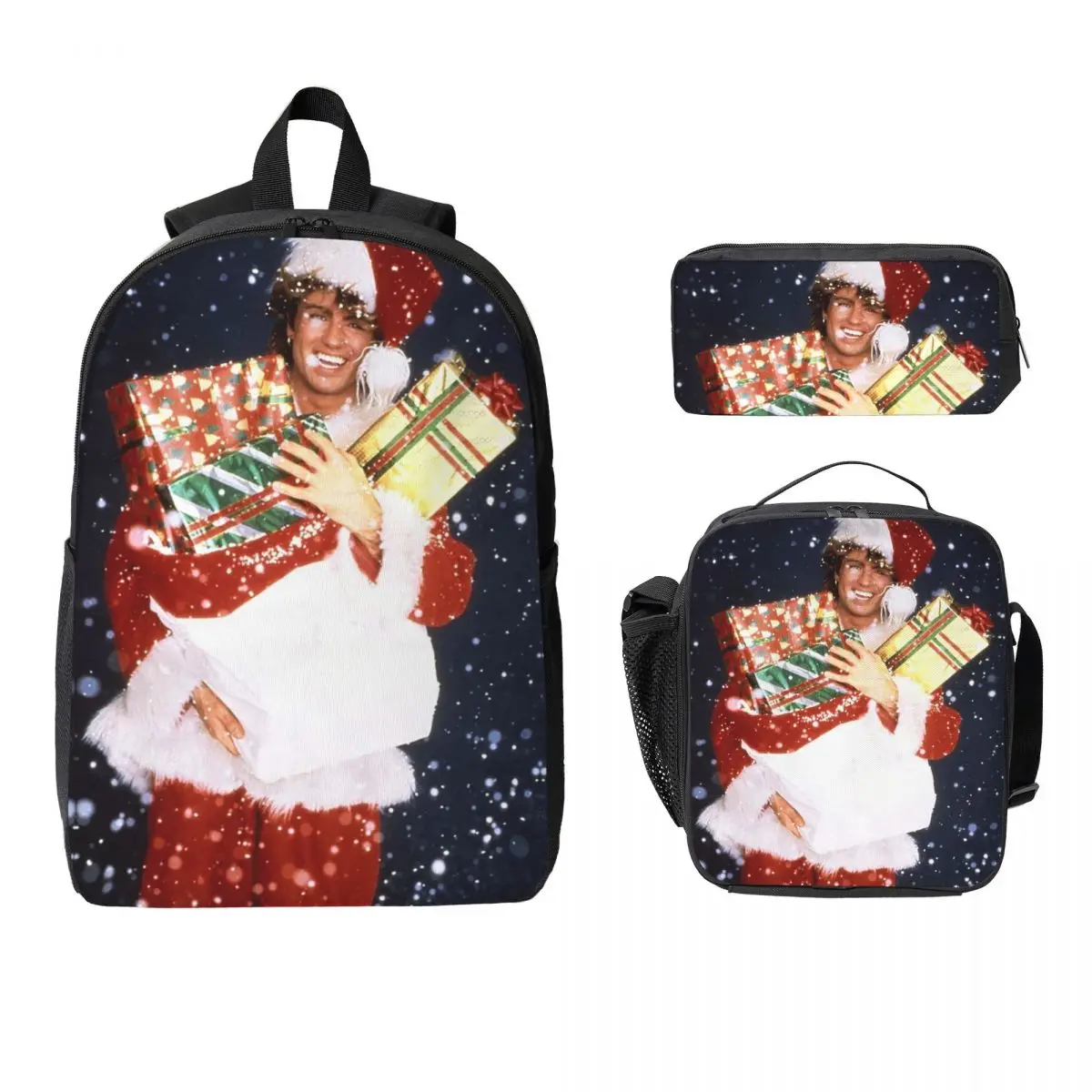 

Last Christmas Backpack Student Boys Girls BookBag School Bag Computer Shoulder Bags 3ps Insulated Lunch Bag Pencil Case