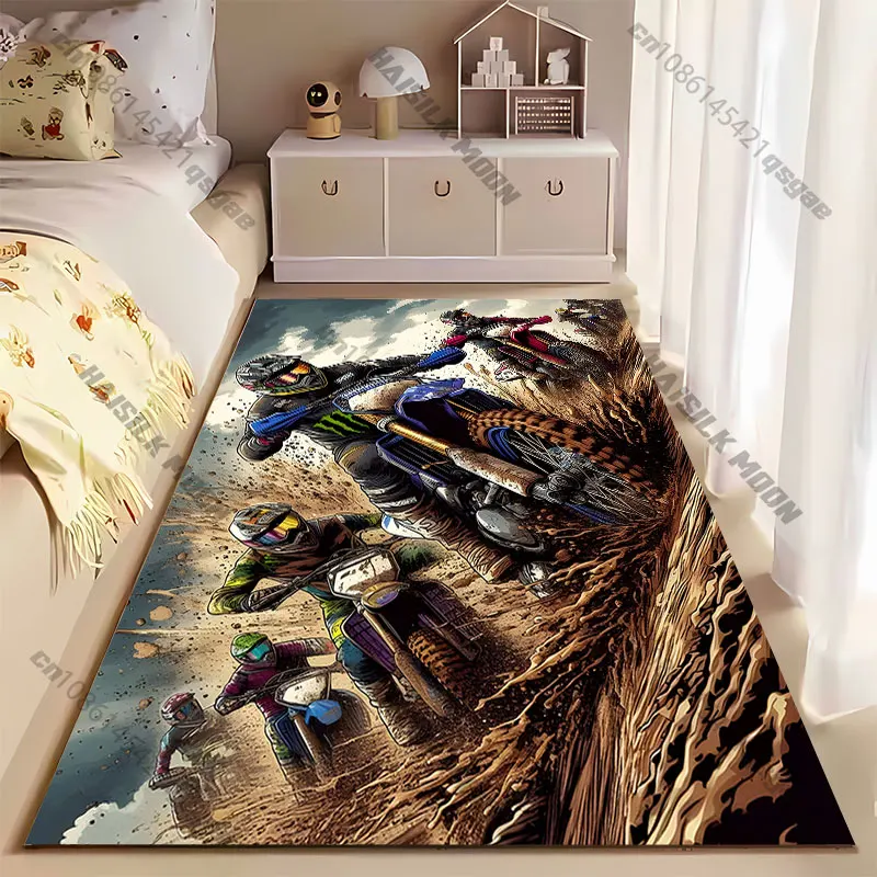 Motorcycle race intense muddy action carpet Yoga living room room decor children's crawling mat doormat area rug games mat