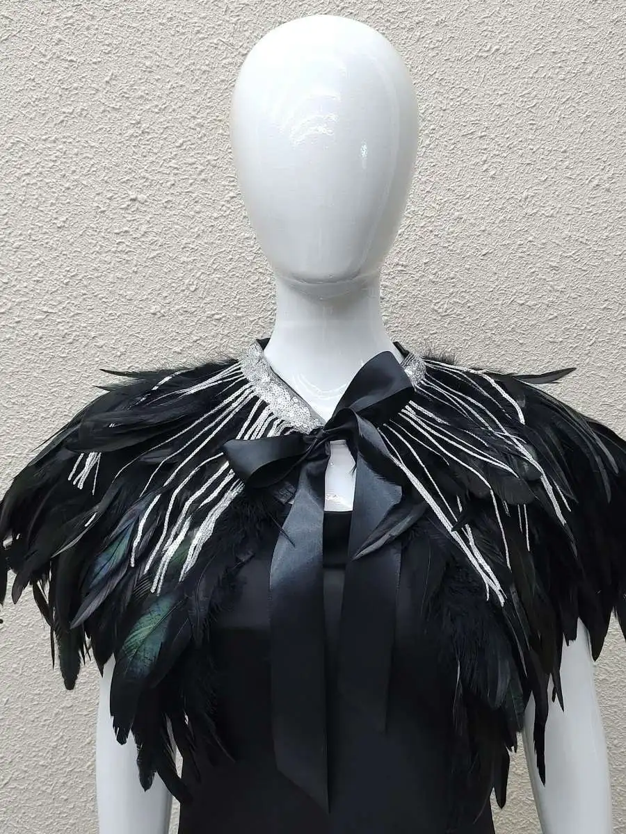chale-en-plumes-a-col-montant-orne-de-paillettes-accessoires-de-scene-accessoires-de-costume-de-noel-faux-col-accessoire-d'hiver-tendance