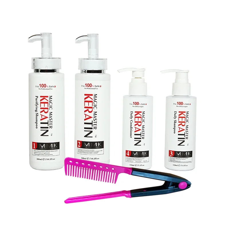 Magic Master Keratin Hair Treatment+Purifying Shampoo+150ml Daily Shampoo and Conditioner Eliminate Frizz & Make Shiny