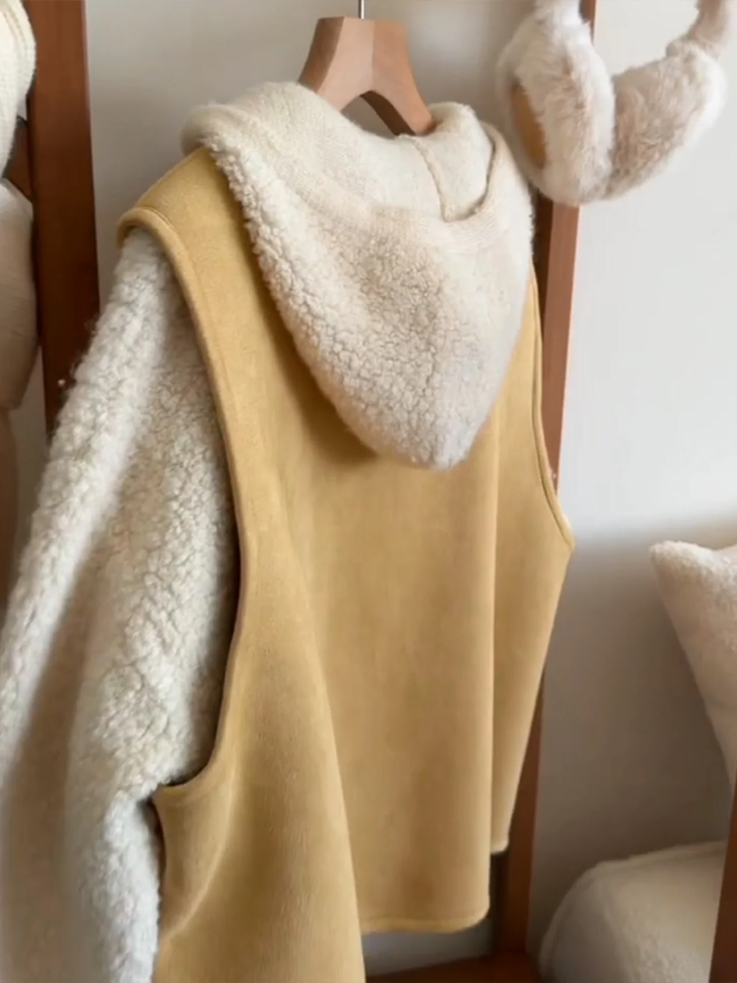 Retro coreano sle camurça colete feminino svel jaet outono inverno novo sle camadas design botão ele colete