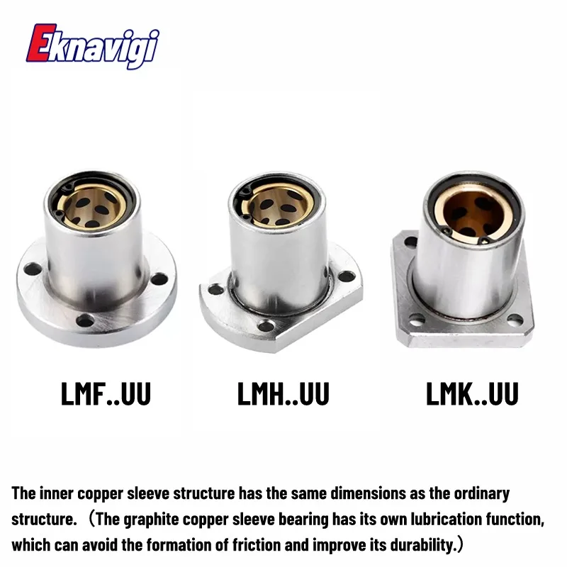 

1PCS LMF LMK LMH 10 12 16 UU Round Square Oval Flanged linear Bearing Inner Brass Sleeve