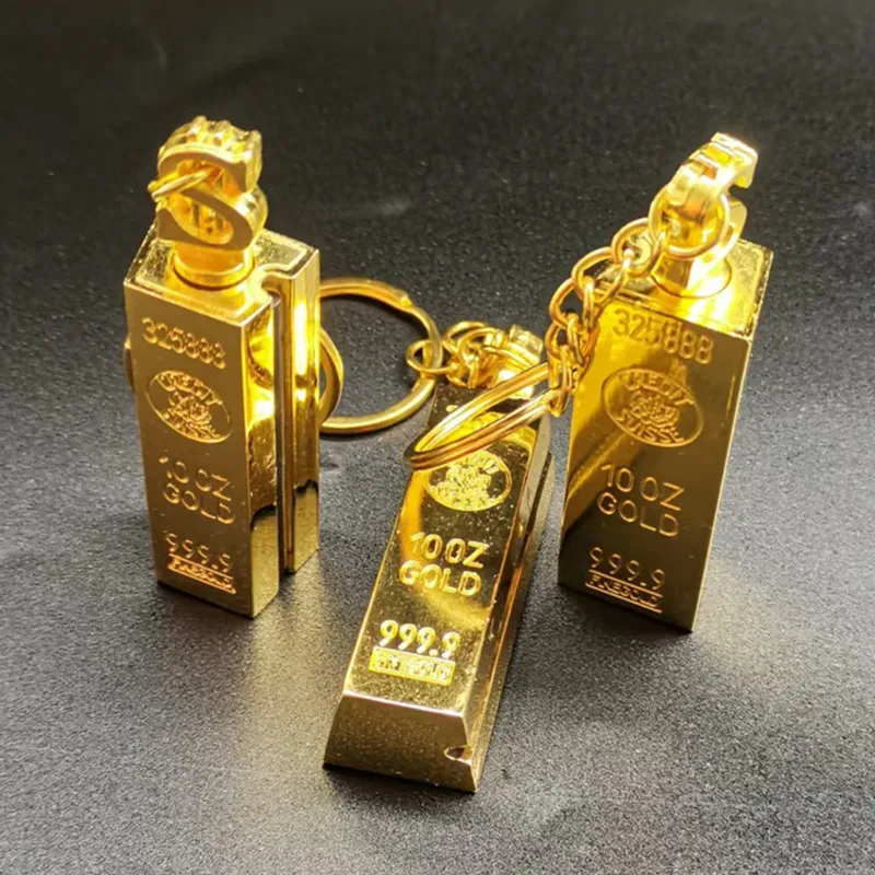 New Gold Bar Design Metal Pendant Lighter Open Flame Smoking Accessory for Outdoor Adventure Small Portable Lighting Tool
