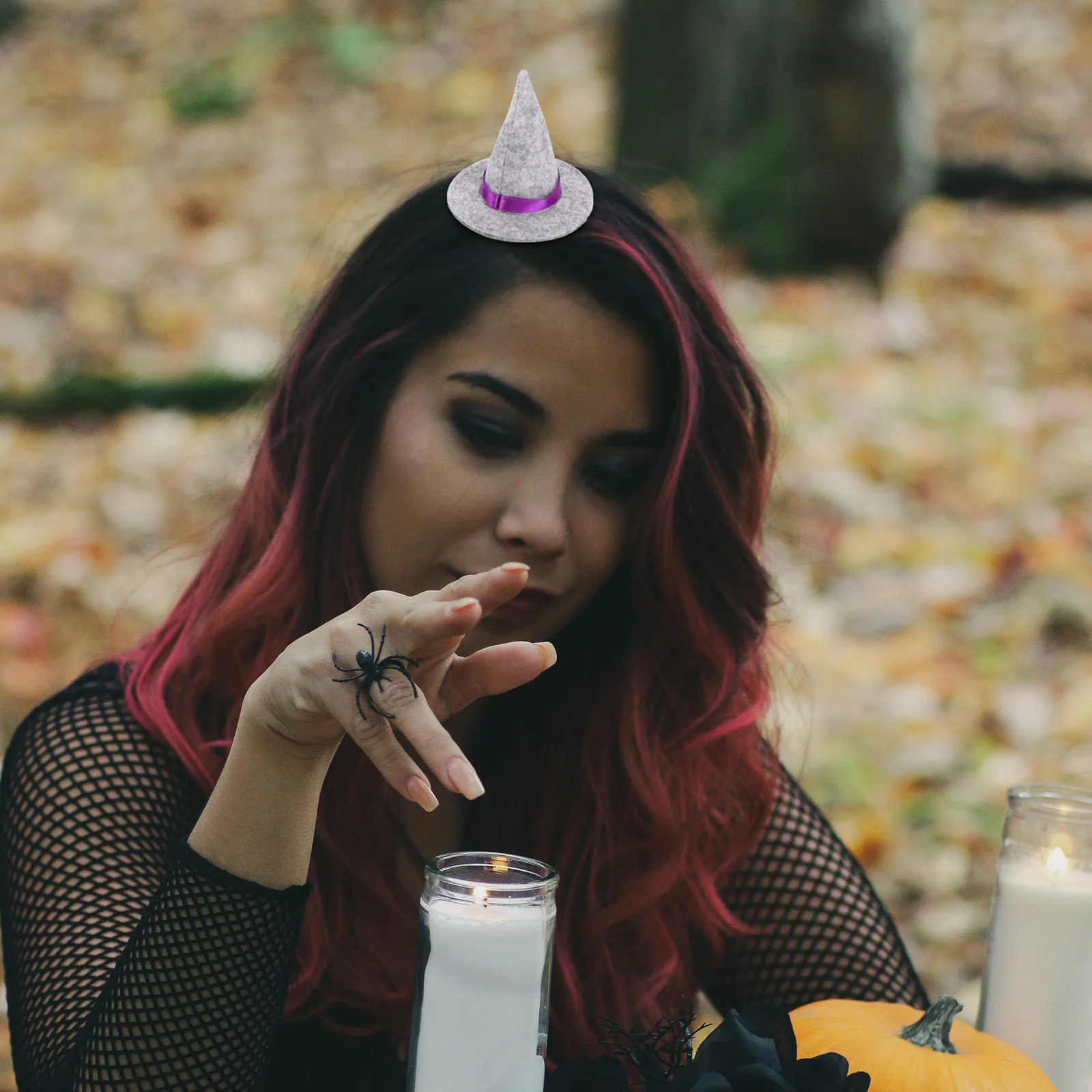 

10Pcs Mini Felt Witch Hats Black Grey Halloween DIY Hair Accessories Party and Craft Decorations Hats