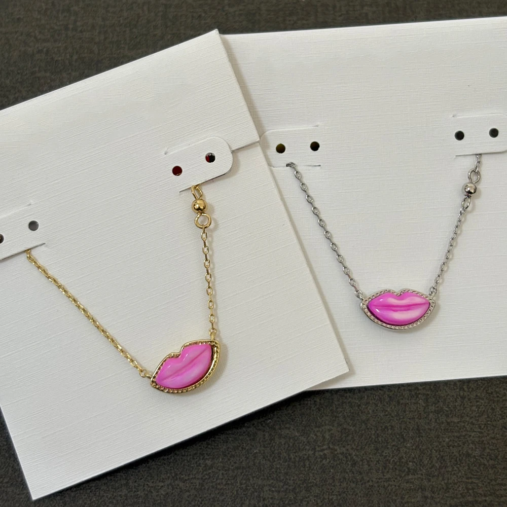 

VKVVA Fashion Jewelry Pink Lips Short Pendant Necklace for Women Birthday Gift