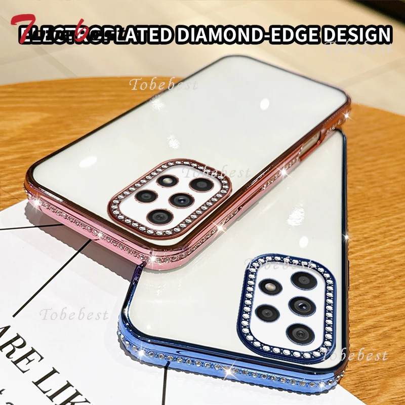 

Diamond Transparent Plating Silicone Case For Samsung Galaxy A13 A23 A33 A53 A12 A22 A32 A52 A72 4G 5G Soft Back Cover