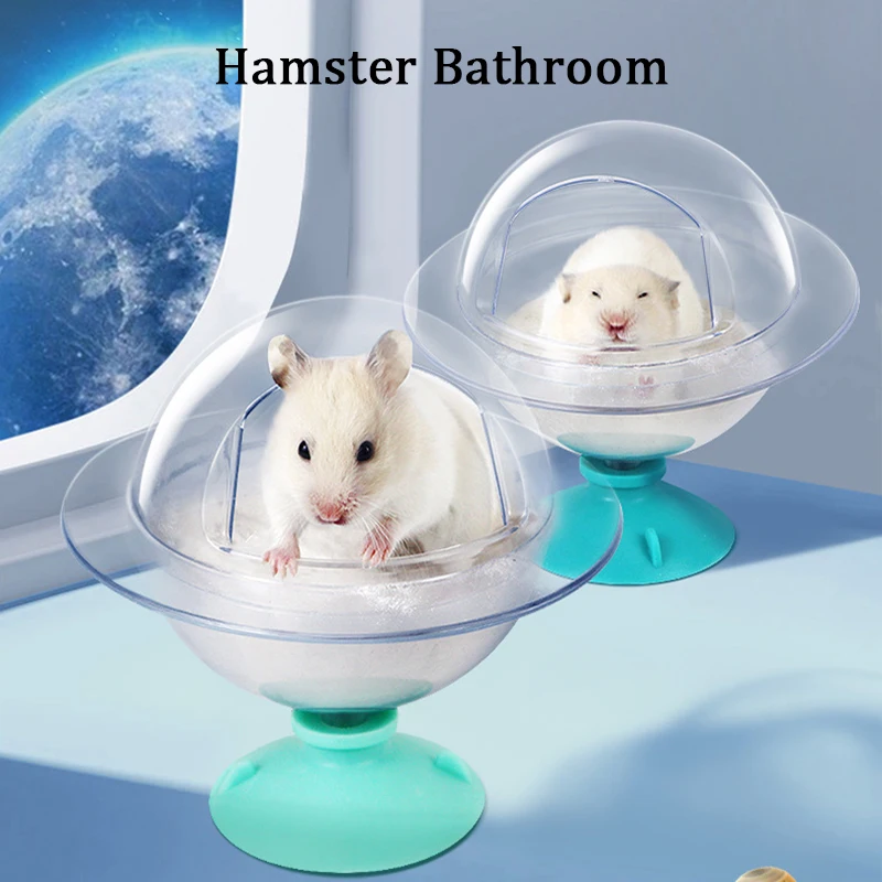 LMZOE Hamster Sand Bathroom Fully Transparent Mouse Case Large Space Shower Room Anti-slip base Pet Planet Supply Accessories