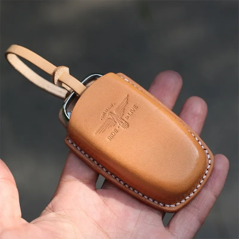 for Volkswagen Huon Leather Key Bag Vegetable Tanned Handmade Minimalist Key Cover Huon Keychain