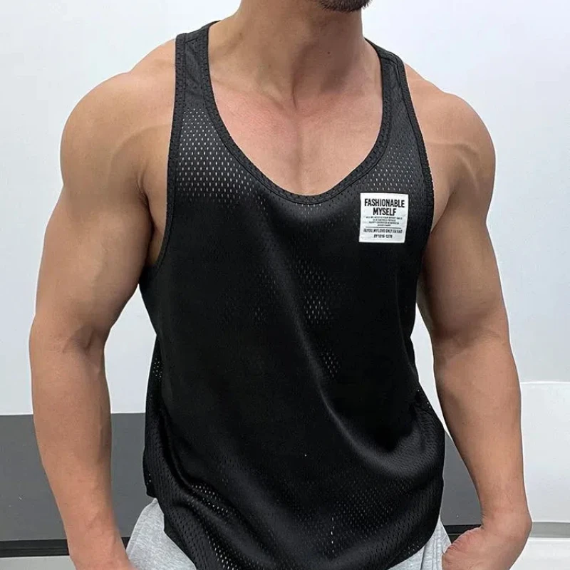 2024 Men's Clothing Summer Sleeveless Pullovers Solid Color Self Cultivation Lightweight and Thin Ventilation All-match Tops