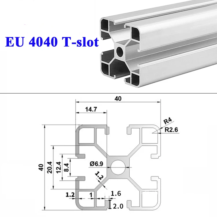 1PCS Silver 4040 T-slot European Standard Anodized Aluminum Profile Extrusion Length 100-1000mm Linear Rail for 3D Printer CNC