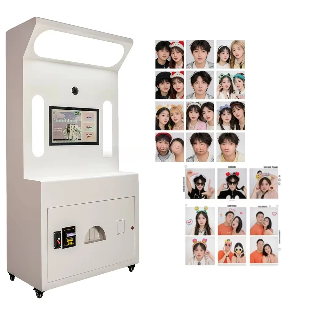 High Resolution DSLR Wooden Photo Booth Machine with Touchscreen Self-Service Print Professional Lighting for Mall Supermarket view 5