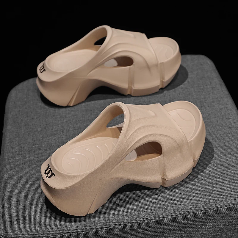 Sandalias de suela gruesa de 7cm para mujer, zapatos de viaje de playa a la moda en línea, antideslizantes, aumento de altura