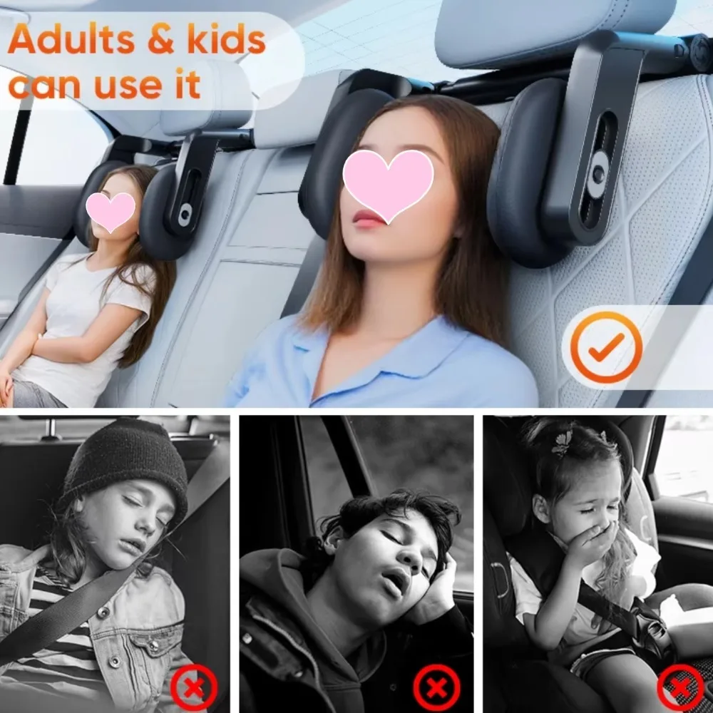 Car Neck Headrest Pillow Cushion Car Seat Memory Foam Pad Sleep Side Head Telescopic Support on Cervical Spine for Adults Child