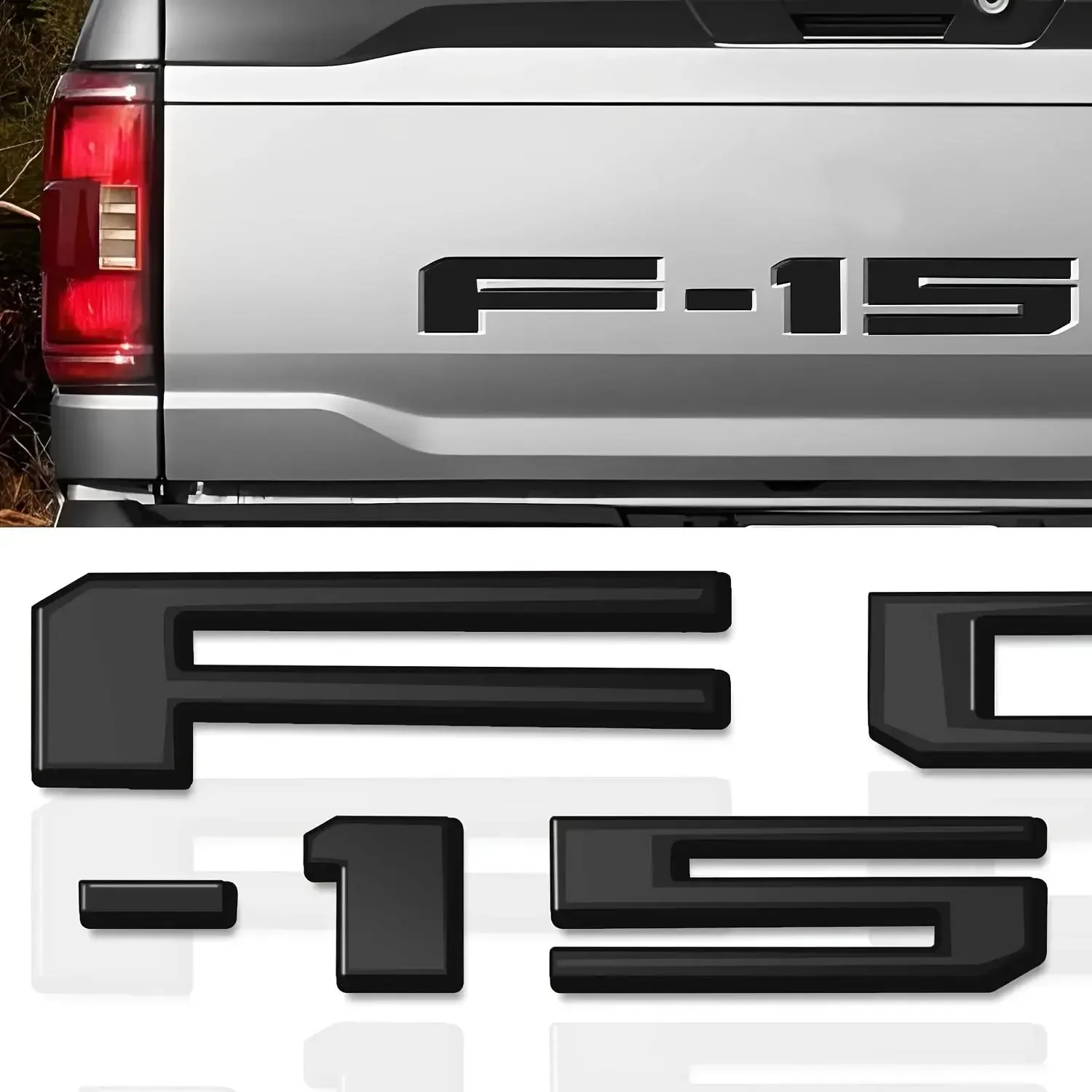 3D Matte Black Waterproof Tailgate Letter Inserts for F150 2021-2023, Aftermarket Truck Decals, Vehicle Exterior Decoration Accessories