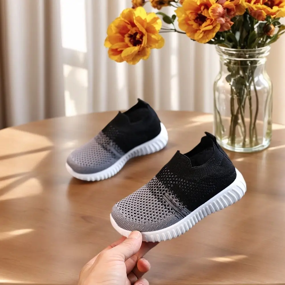Baskets de course en maille pour enfants, chaussures légères au Design Patchwork, Style à enfiler, chaussures à semelles souples pour tout-petits