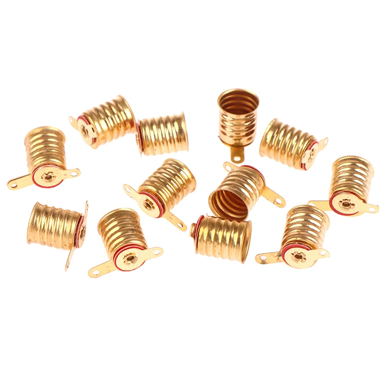 10 Pack E10 threaded copper bulb bases small bead holders for household circuit experiment and electric testing parts