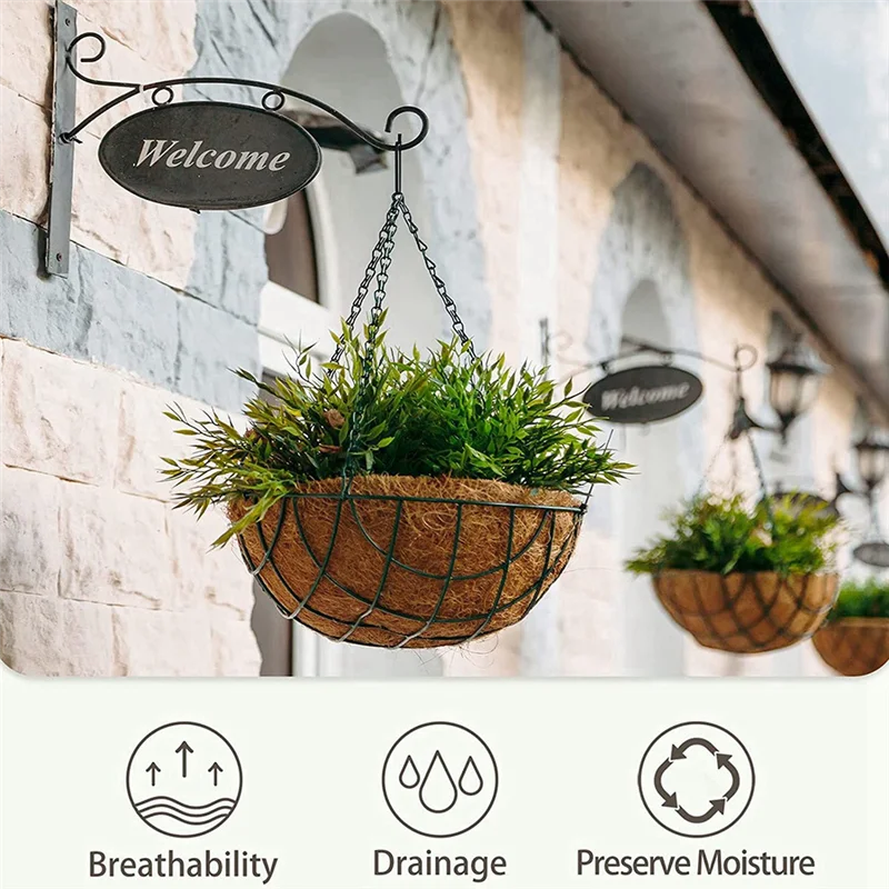 4 Pcs Coconut Hanging Basket Liners 10 Inch, Sturdy Round Liners For Plantersperfect Spare Parts Accessories 100% Natural