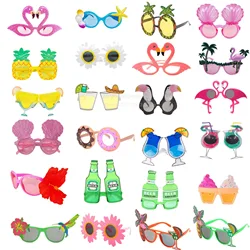 Hawaii Beach Party Glasses Funny Shell Sunflower Flamingo Pineapple Glasses Happy Hawaiian Tropical Birthday Party Favors Gift
