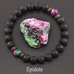 Geniune Natural Epidote Zoisite Stone Bead Bracelet Homme Volcanic Lava Beads Bracelet Made of Natural Stone Jewelry for Women