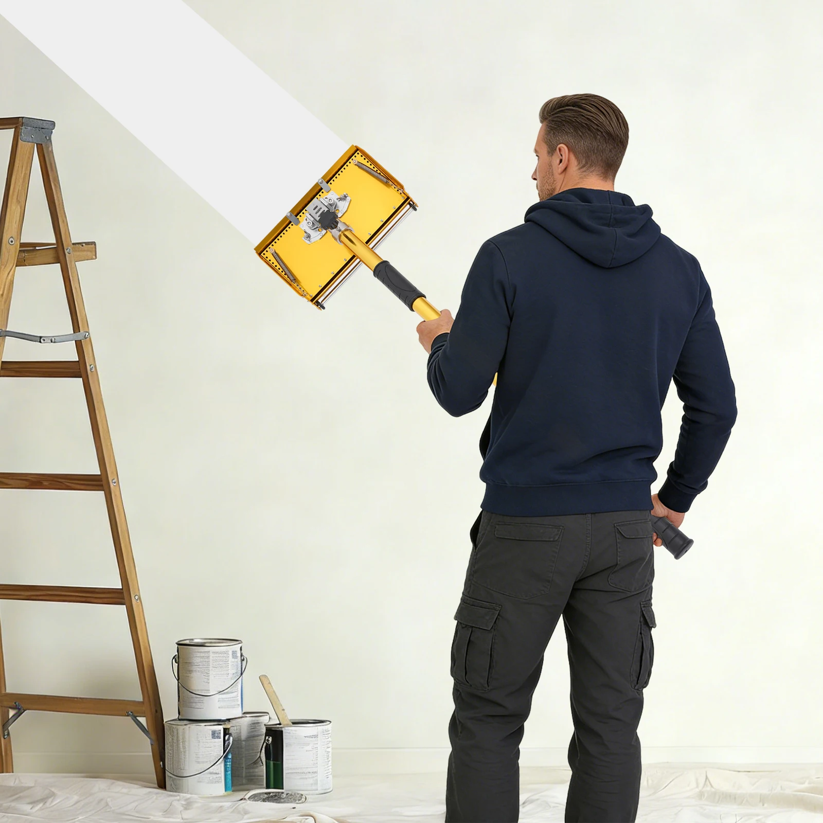 12-inch Wall Plastering Box Tool, Wallboard Mud Compound Finishing Box, Adjustable Pressure Plate & 5 Height Settings