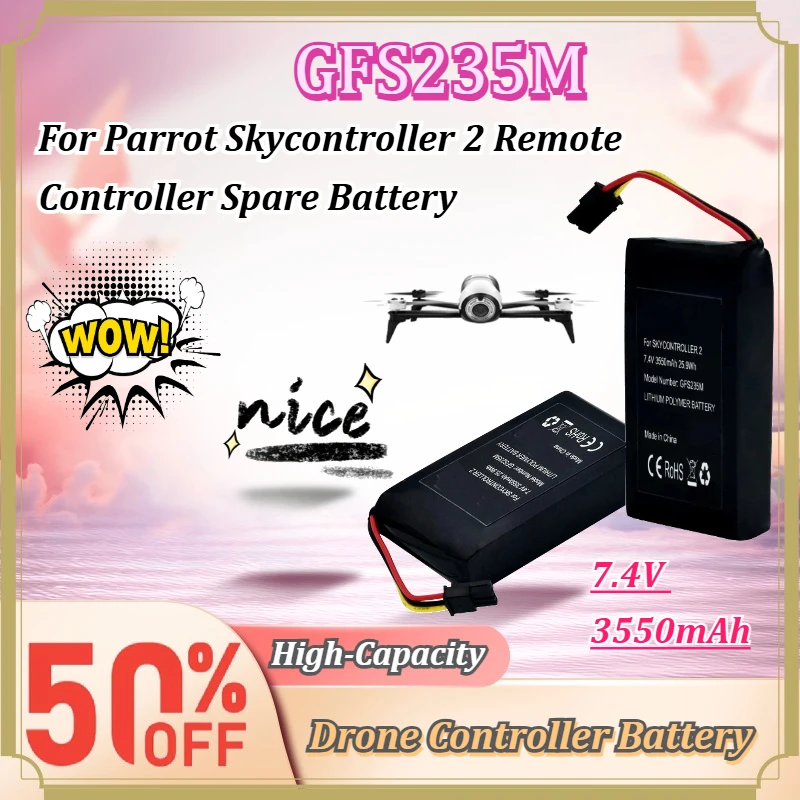 New GFS235M 7.4V 3550mAh 25.9Wh Drone Controller Battery For Parrot Skycontroller 2 Remote Controller Spare Battery