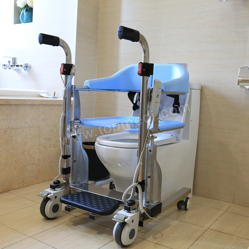 Electric Hydraulic Move Toilet Equipment Wheelchair Transfer Patient Lift Commode Chair For Elderly