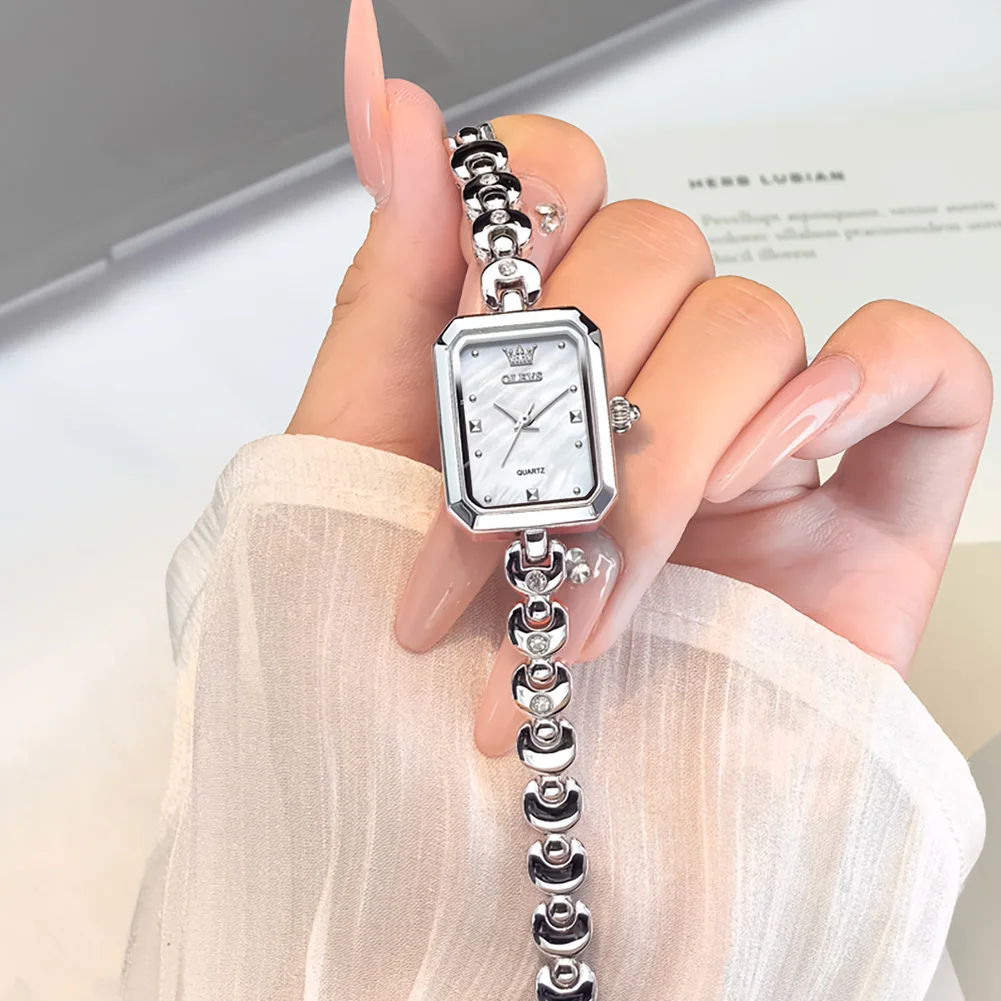 Reloj Mujer OLEVS العلامة التجارية الفاخرة الأصلية الكوارتز النساء الساعات موضة الفضة حزام السيدات ساعة رومانسية صديقة هدية