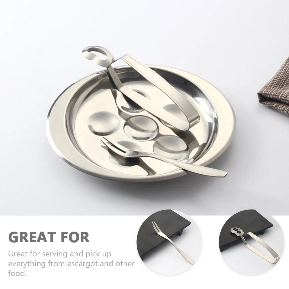 

4pcs Stainless Steel Snail Tong Fork Set Heat Resistant Rustproof Escargot Dining Tools Fine Craftsmanship Home Kitchen