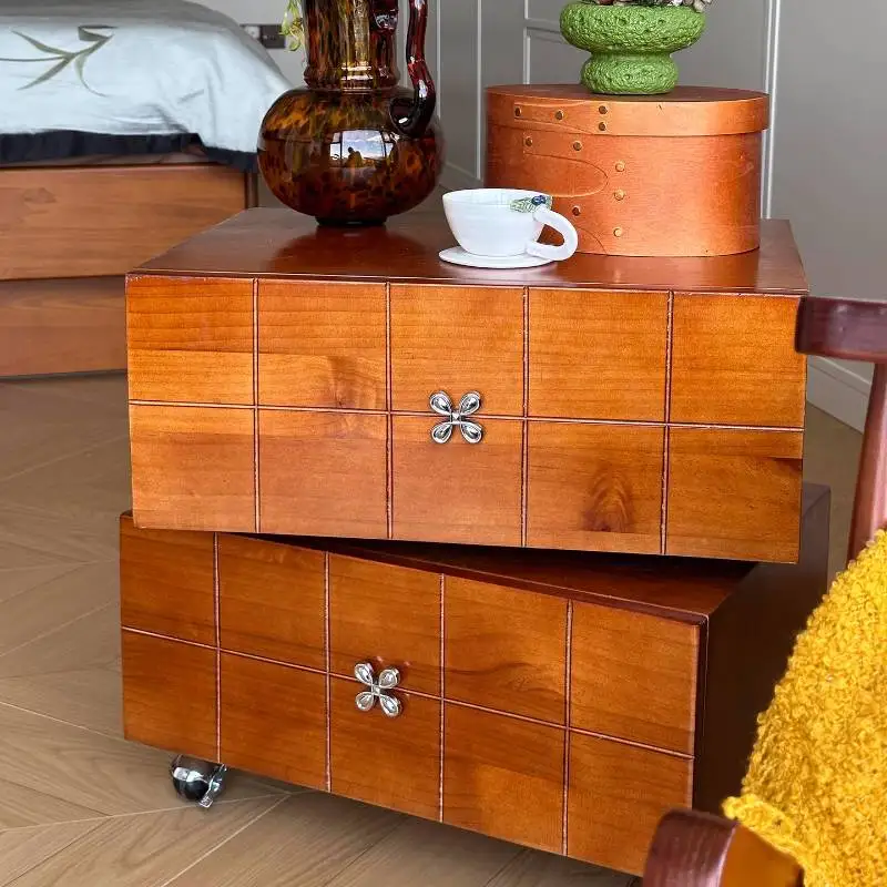 Decor Classic Bedside Table Hidden Storage Glossy Dopamine Lounges Bedside Table Wood Safe Small Mesita De Noche Room Furniture