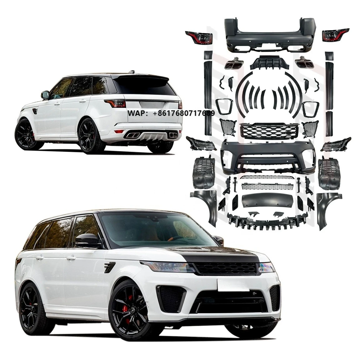 High Quality Body Kit for  Range Rover Sport 2014-2017 L494 Upgrade to Sport 2020 SVR Style Front Rear Bumper Assy