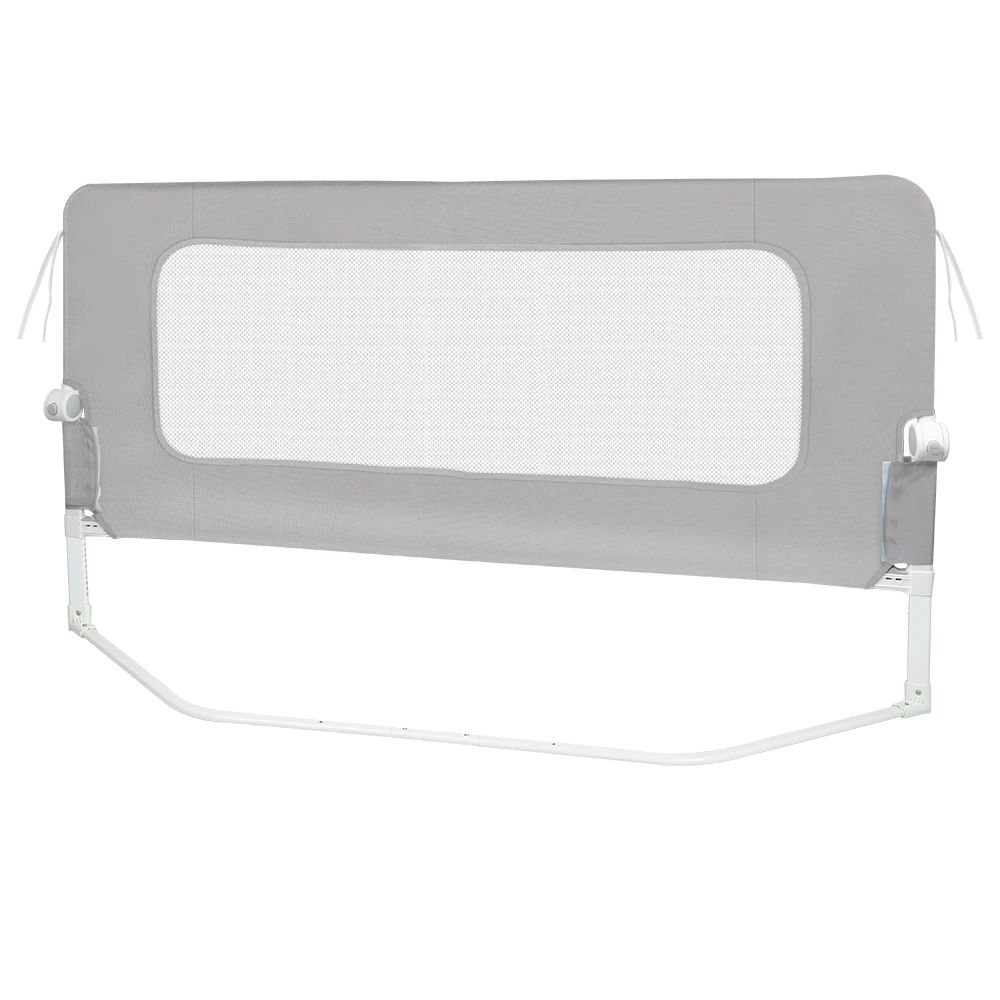 Barrière de Lit de 150 / 180 / 200 cm - Protection Anti-chute - Pliable à 180 ° - Hauteur Réglable de 66 à 80 cm - Avec Pieds Trapézoïdaux et