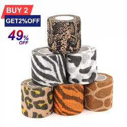 1/2/6 pcs Animal Printed Self Adhesive Tattoo Elastic Bandage 4.5m Sports Wrap Tape for Finger Joint Knee First Aid Kit Pet Tape
