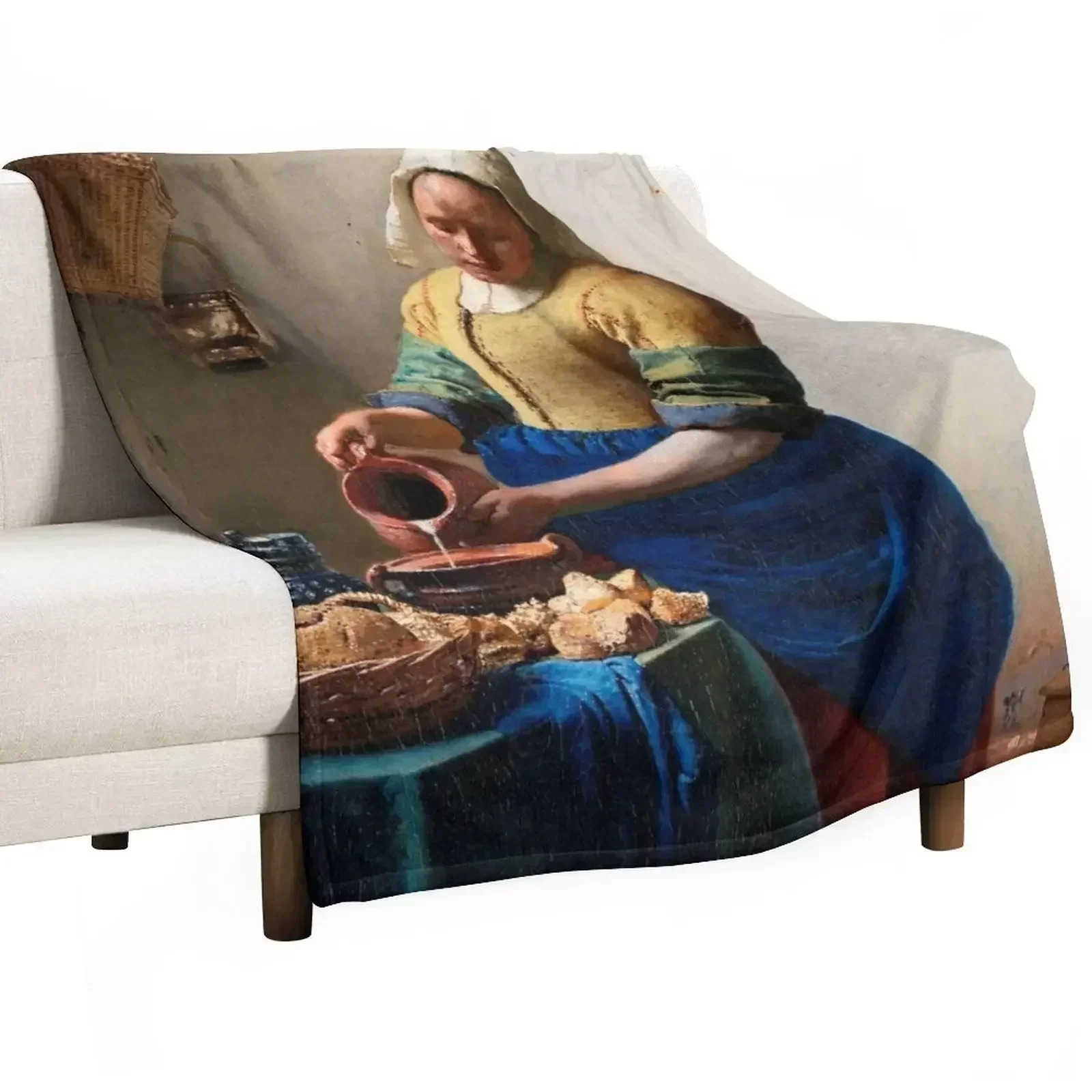 The Milkmaid (ca. 1660) by Johannes Vermeer Throw Blanket halloween Thins Blankets