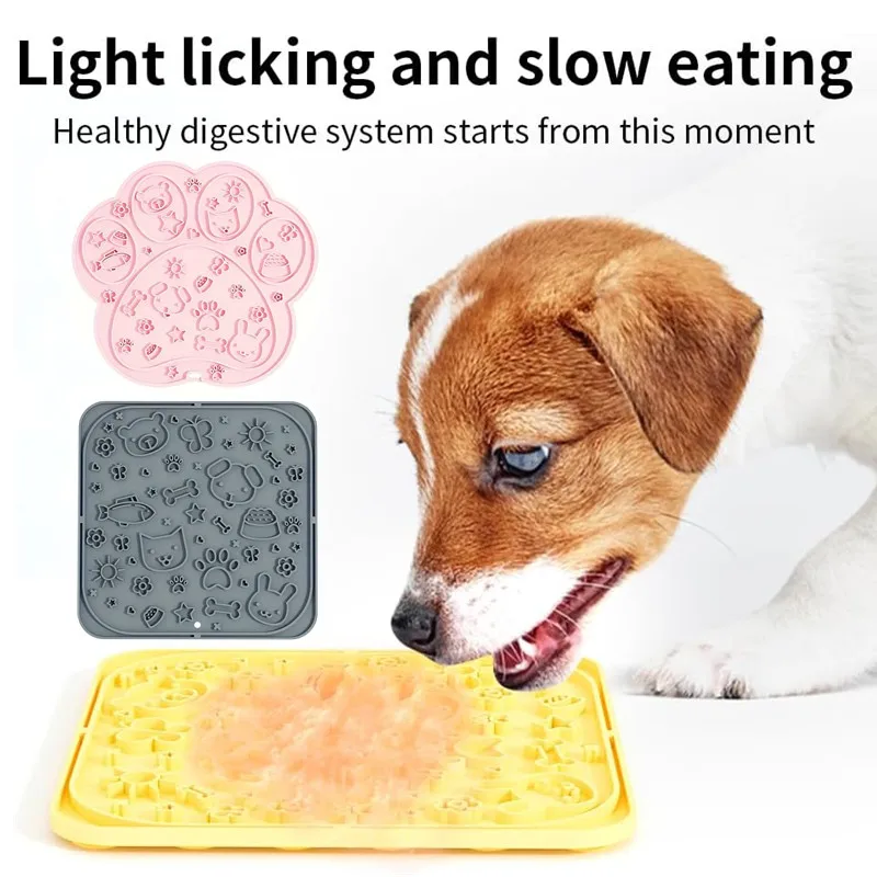 Pet products silicone slow food licking mat cat weight loss meal mat dog anti choking food bowl cartoon shaped anti overturning