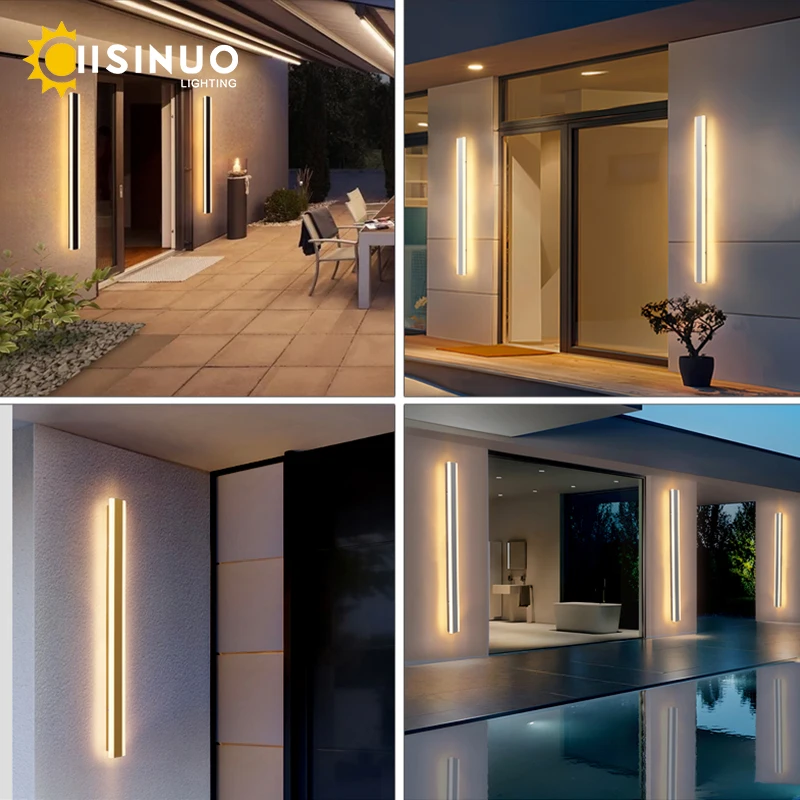 Outdoor Garage Veranda Beleuchtung LED Lange Wandleuchten Helligkeit Gartenlampe Schwarz Gold Weiß Grau 85V 265V Villa Wandleuchte Leuchte