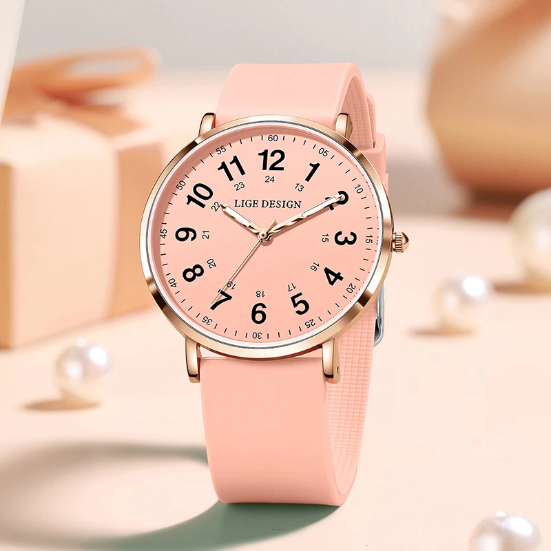 LIGE العلامة التجارية الفاخرة ساعات سيليكون للنساء موضة مقاوم للماء المرأة سوار ساعة رياضية كوارتز كرونوغراف Reloj Mujer