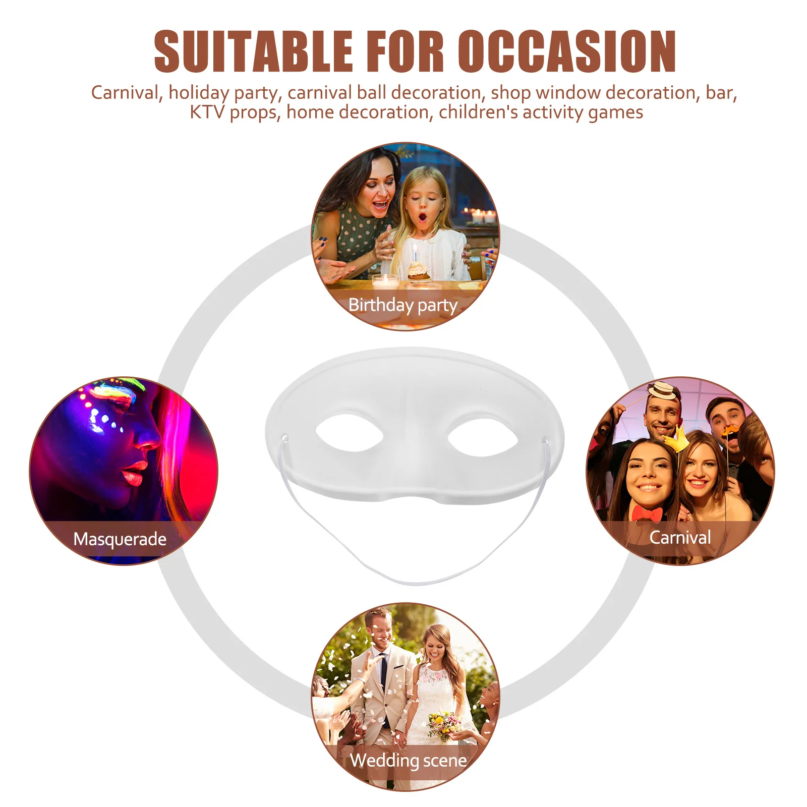 

Bulk 10Pcs Plain White Paper Masks for Painting DIY Handmade Masquerade Mask Set Women's Party Favors Decorative Craft Activity