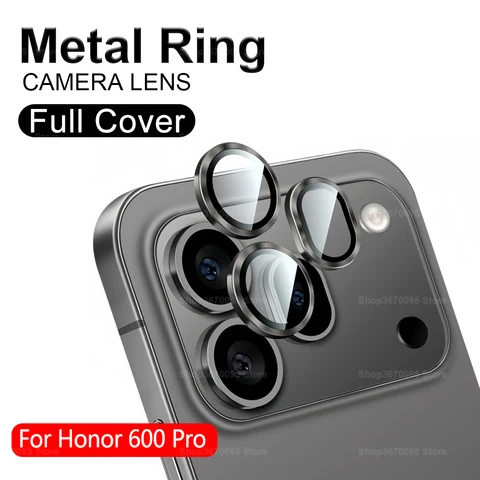 Защитное 3D изогнутое стекло для камеры Honor 600 Pro 5G с металлическим кольцом-накладкой на объектив для Honor 600 Pro